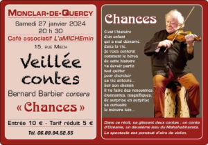 Veillée contes avec Bernard Barbier le 27 janvier 2024.